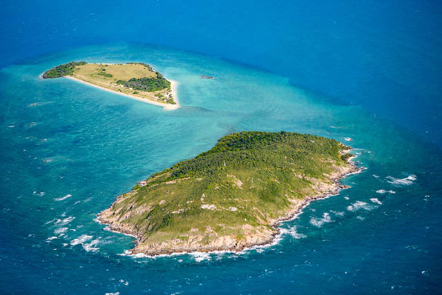 two islands in ocean