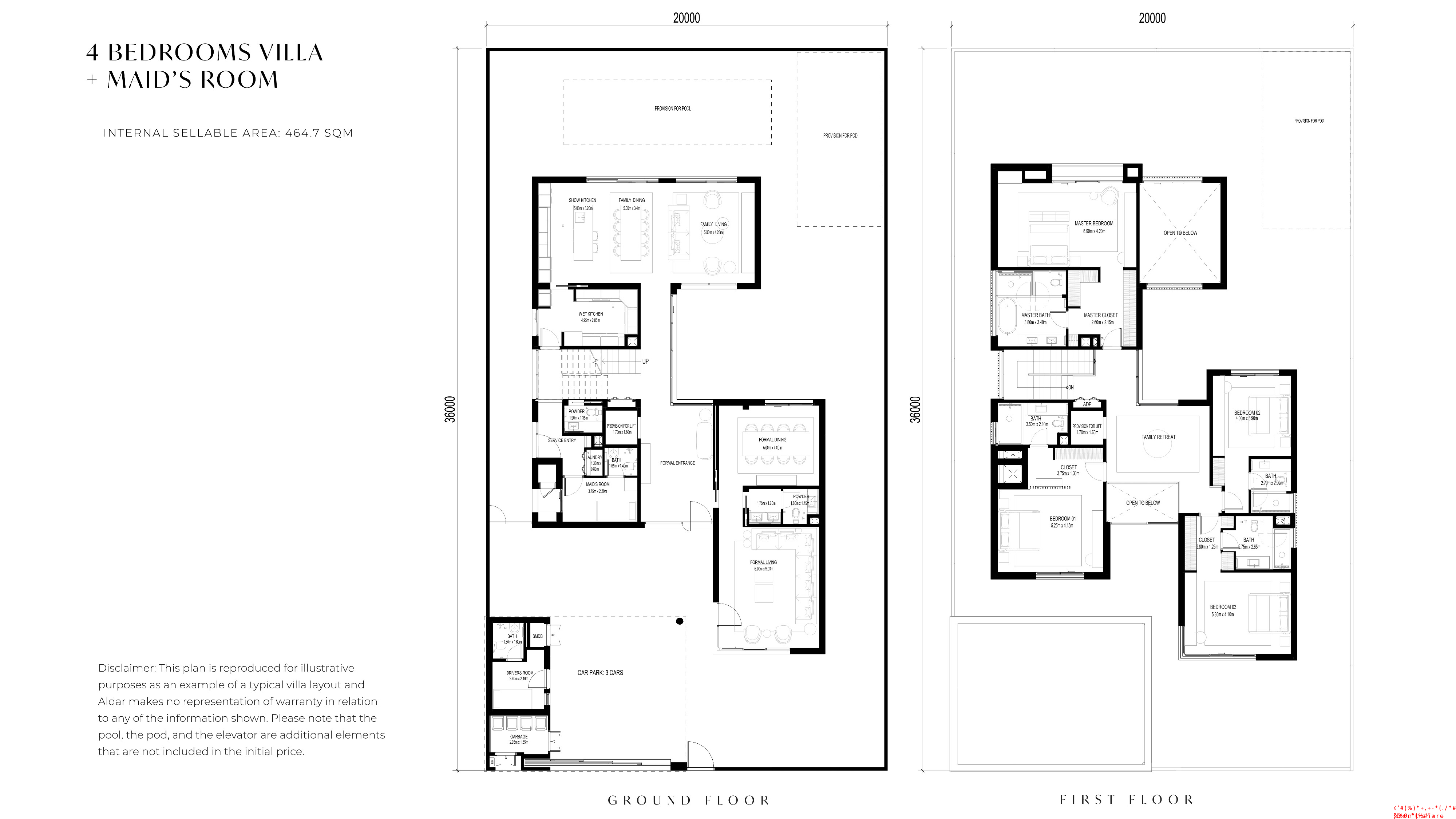 Saadiyat Lagoons 4 bedroom typeA floor plan