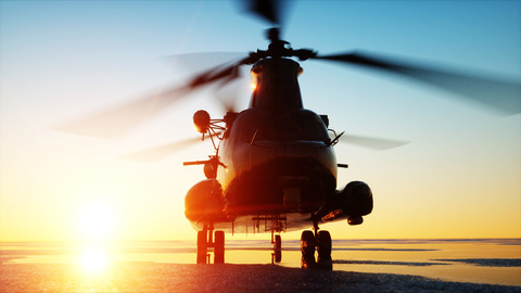 Helicopter at sunset