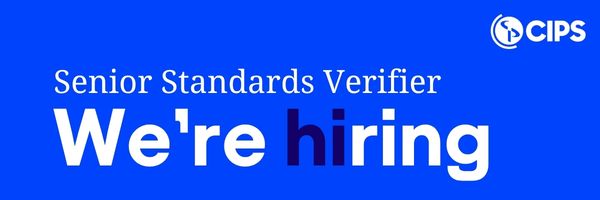Banner with text 'CIPS - Senior Standards Verifier - We're hiring'