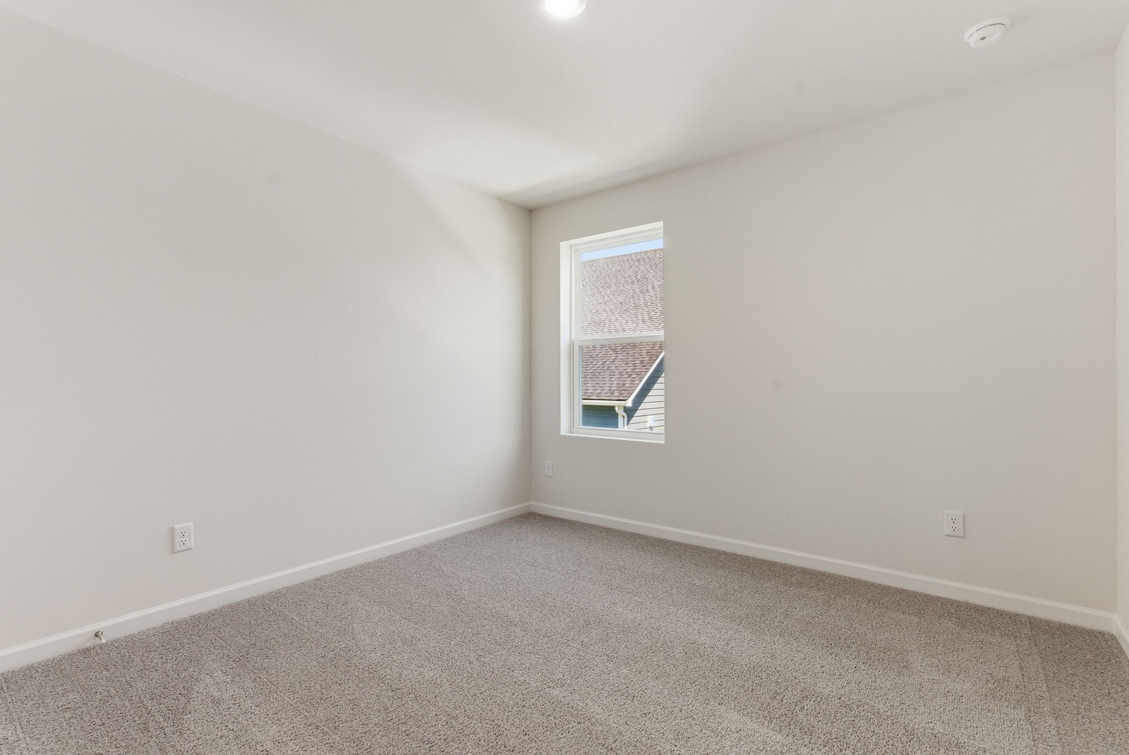 secondary bedroom with large windows and carpet