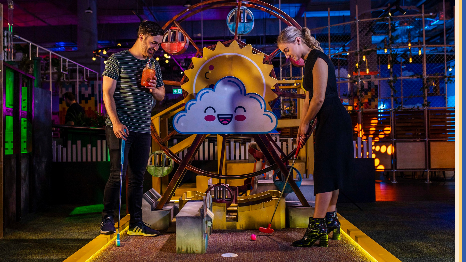 Couple Playing Golf at Holey Moley Golf Club