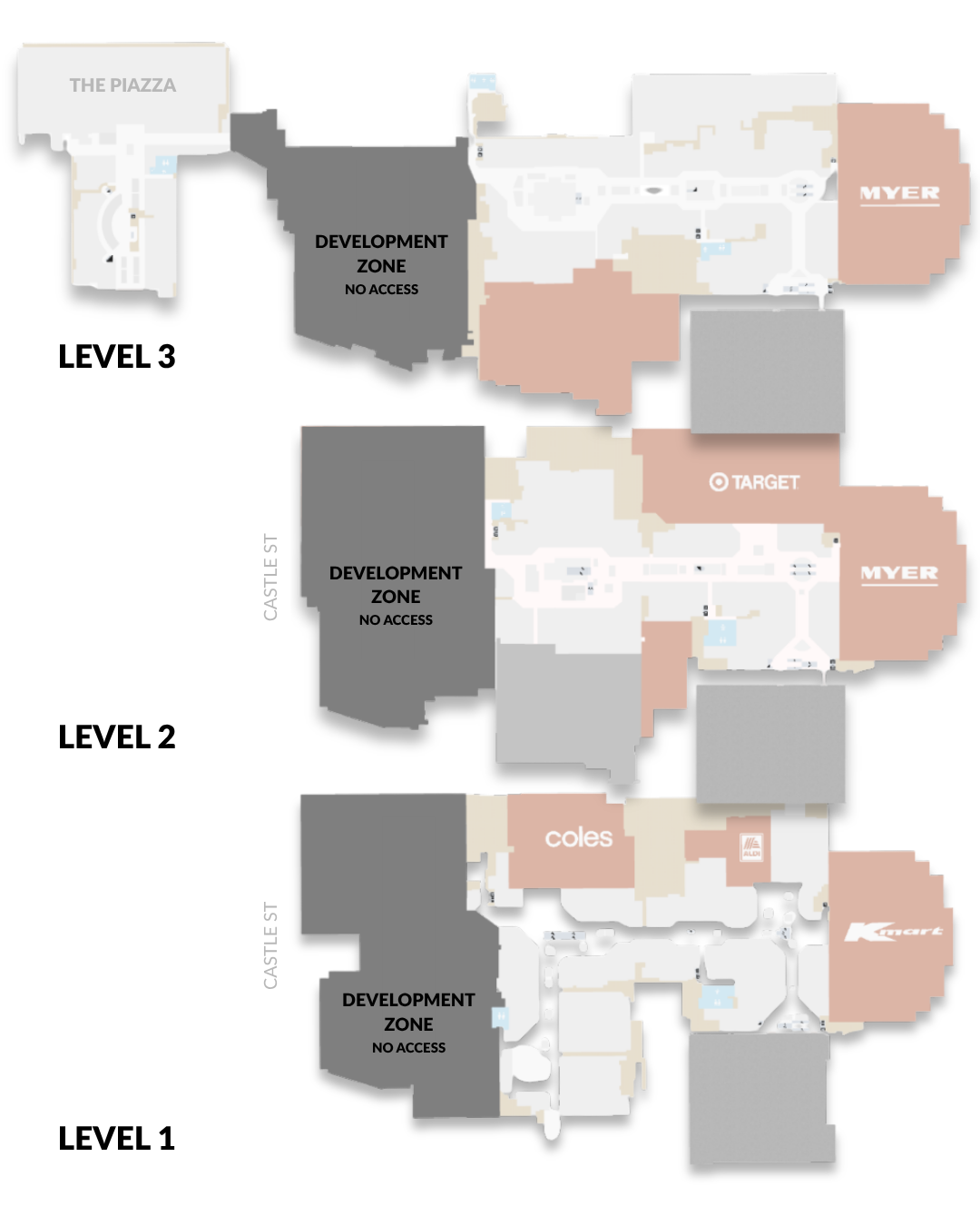 Map outlining development zone across Levels 1, 2 and 3