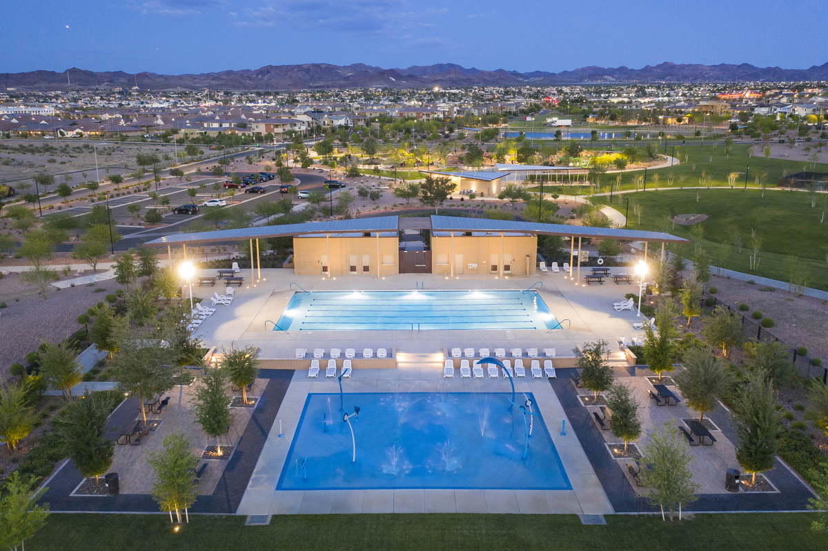 large pool with view of the strip
