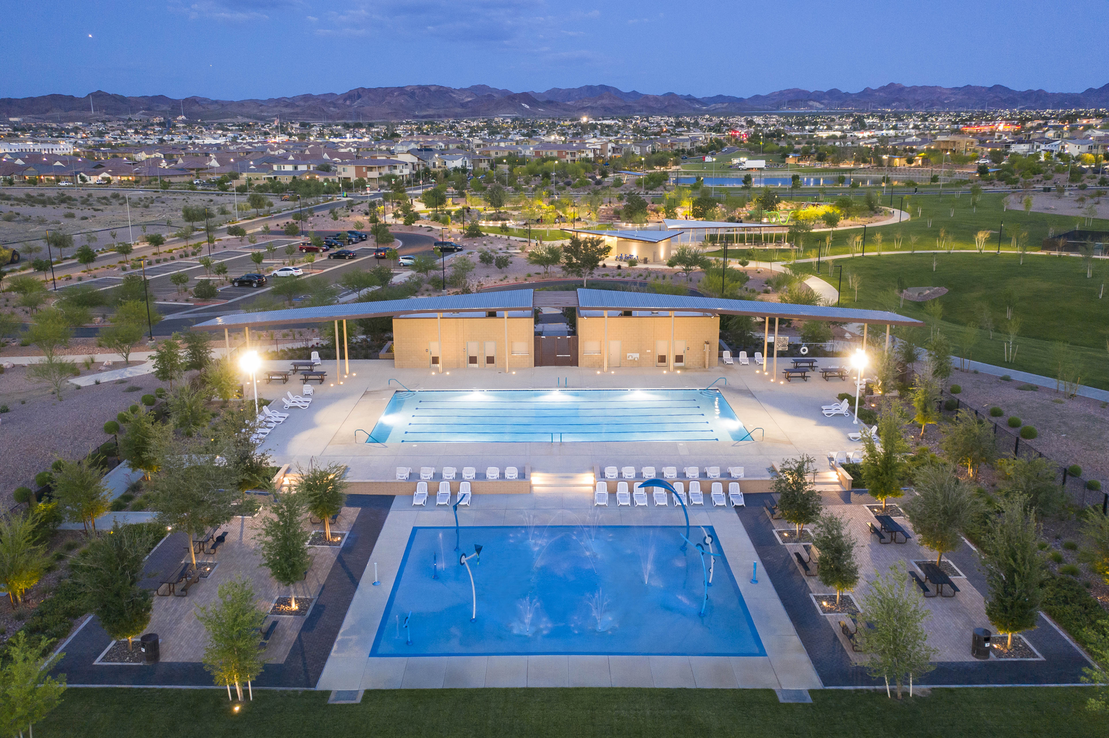 large pool with view of the strip