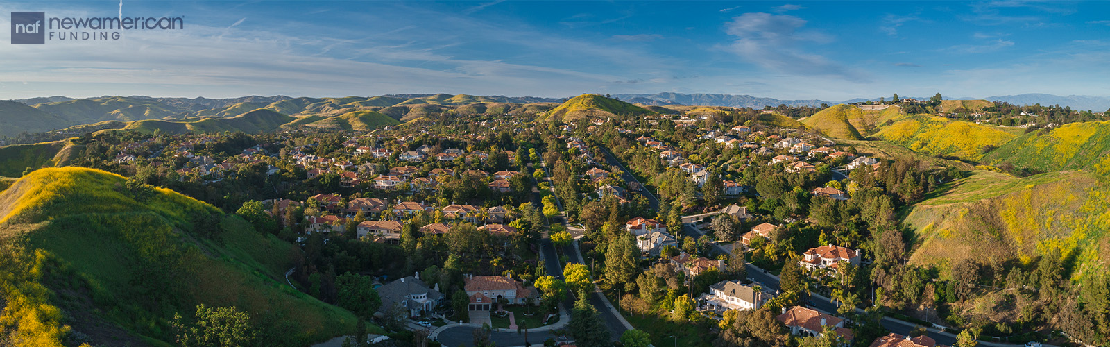 Aerial view of California neighborhood