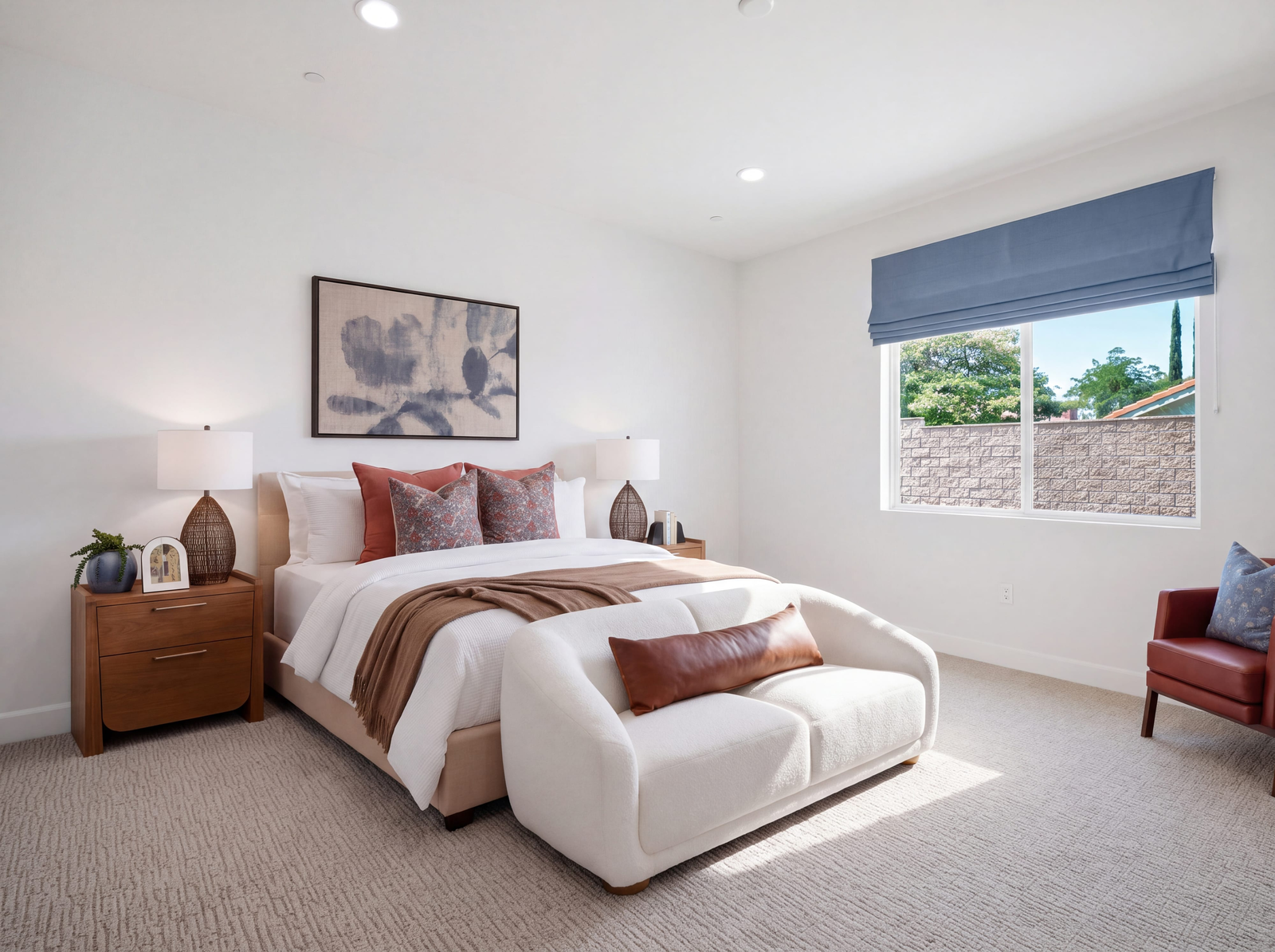 primary bedroom with neutral floors and large windows