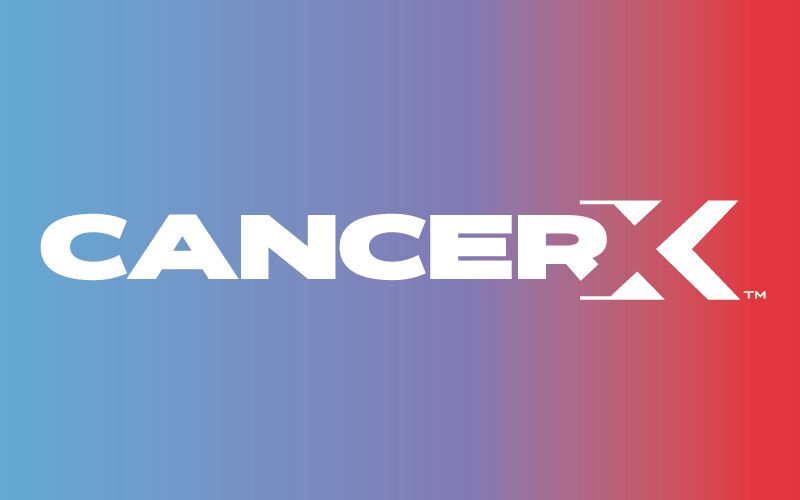 cancerx logo on colorful background