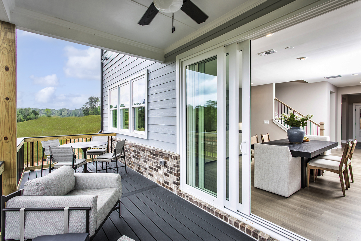 covered back deck overlooking the backyard 