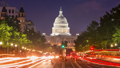 U.S. Capital building at night