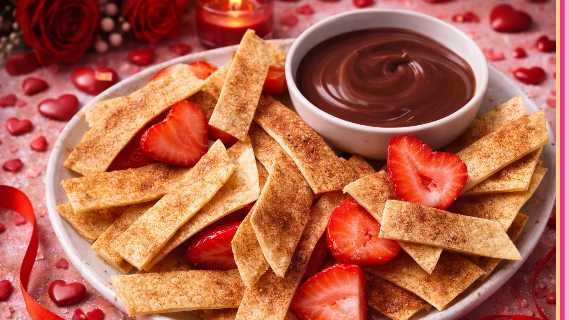 Cinnamon Churro Chips with Chocolate Sauce