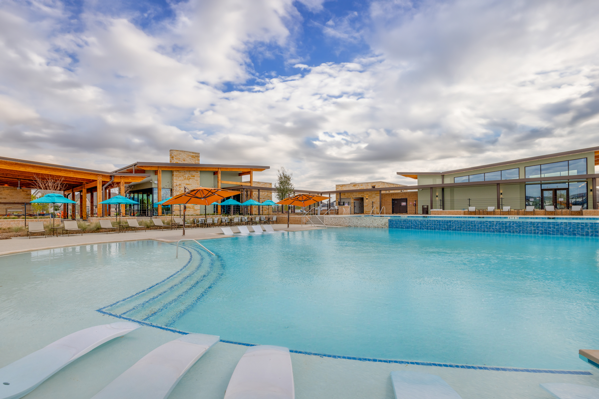 community pool with seating