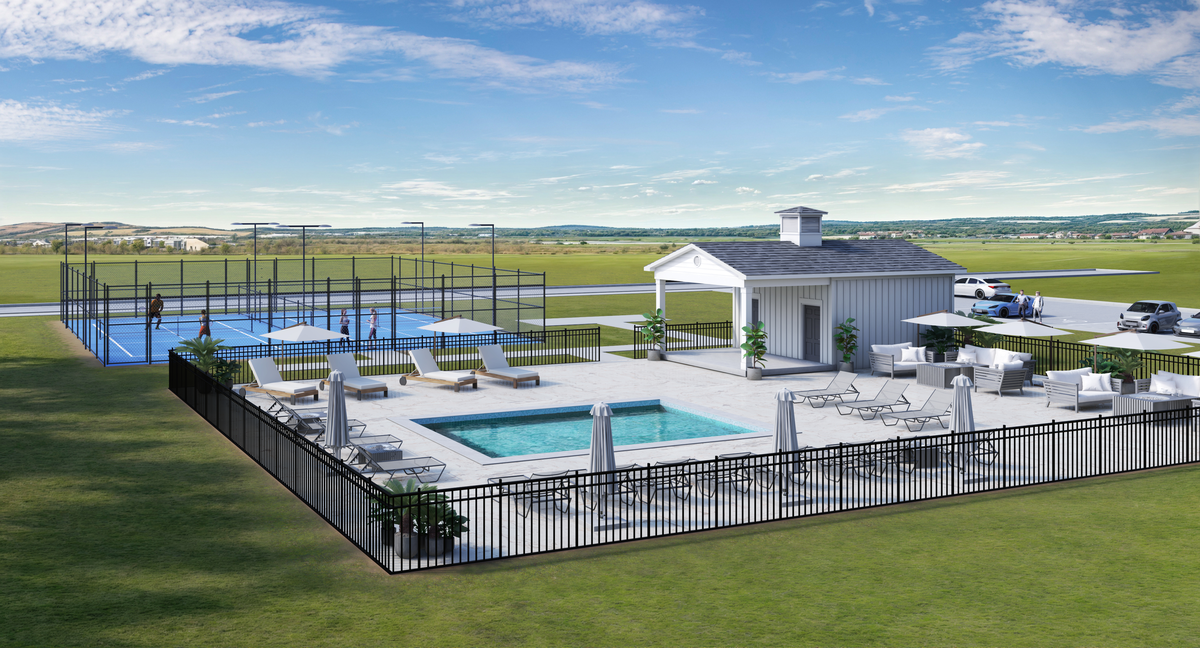 rendering of the community pool & pickleball court