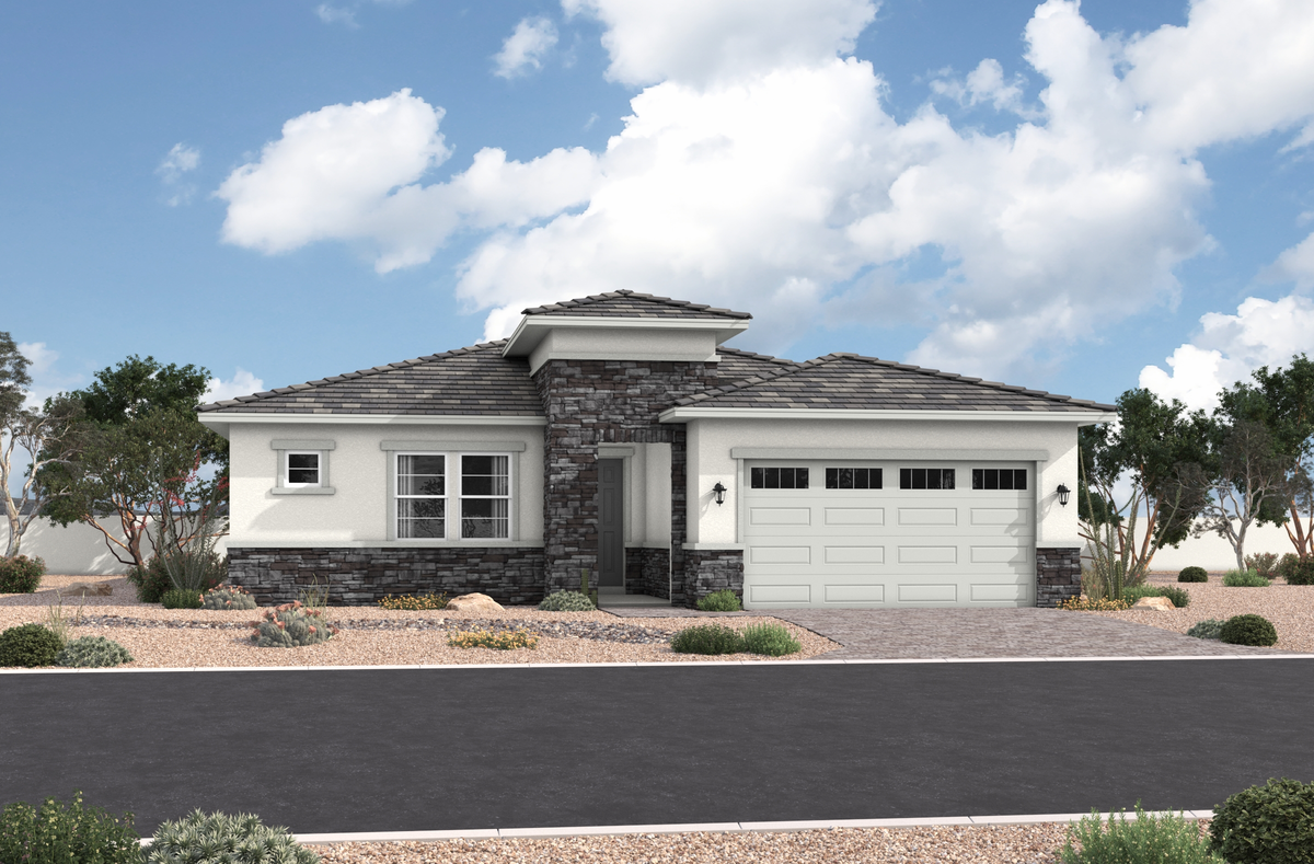 single-story home with desert landscaping