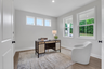 study with french doors and hard surface flooring