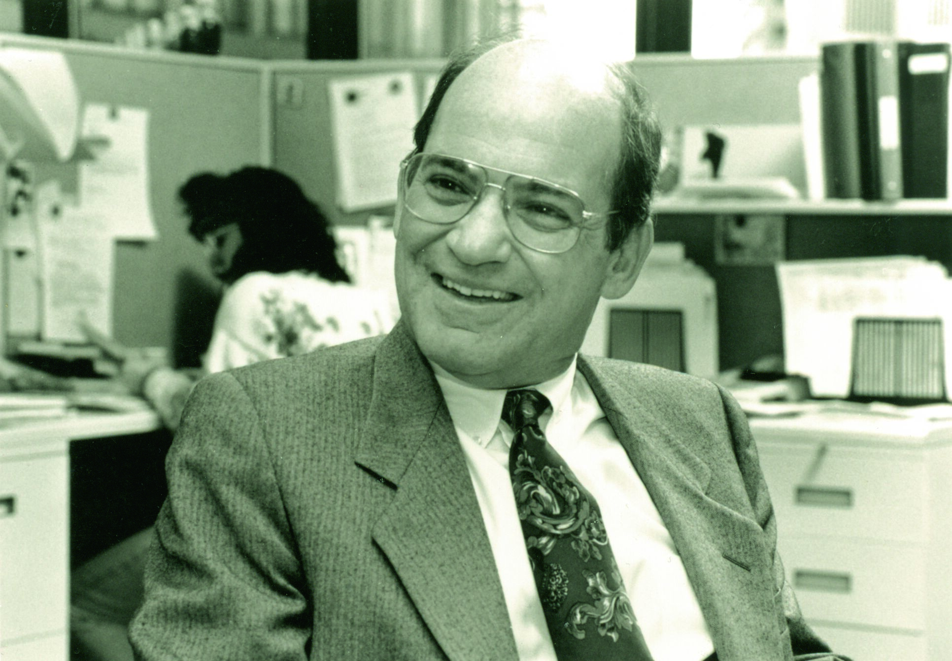 A black and white photo of David Bianco