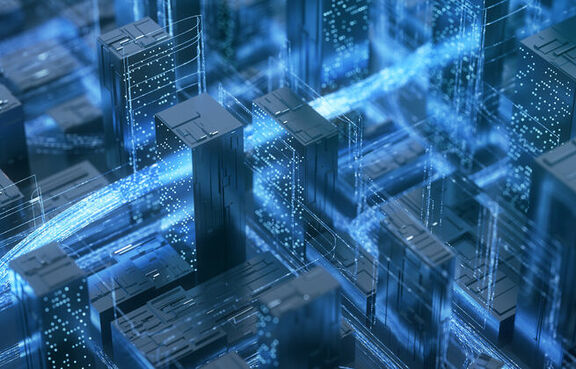 digital abstract blue cityscape