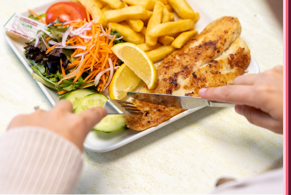 Fish and chips dish from Lakes Seafood