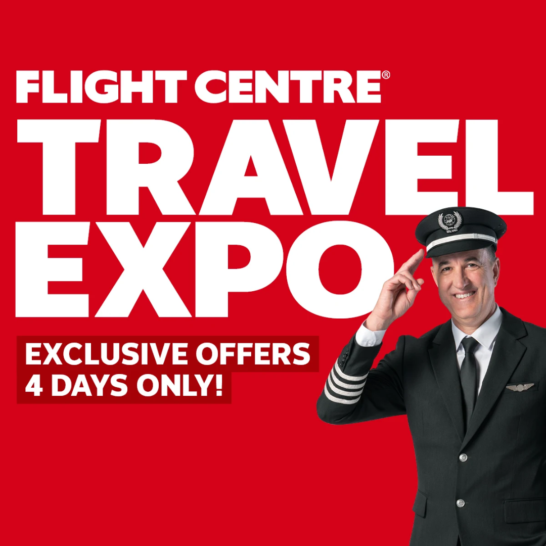 Image tile of flight centre travel expo promotion with pilot 