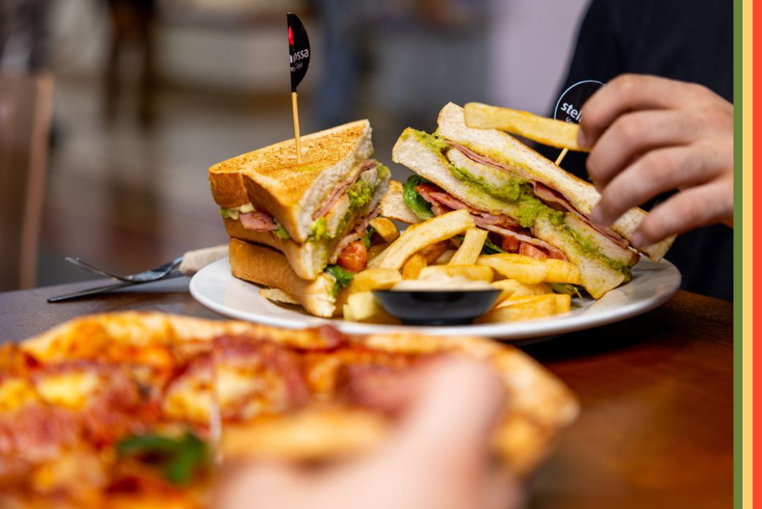 Chicken club sandwich and chips from Stellarossa