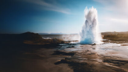 Geyser erupting at hot springs
