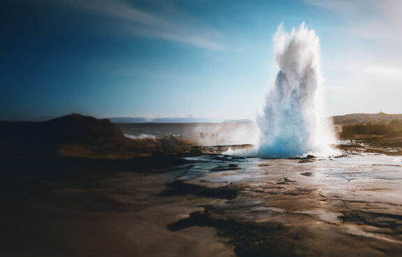 Geyser erupting at hot springs