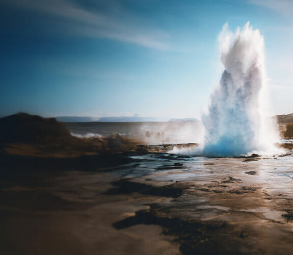 Geyser erupting at hot springs