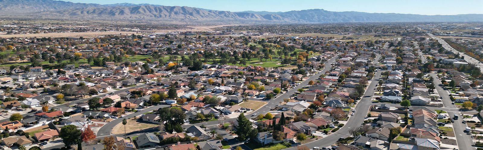 View of city in California.
