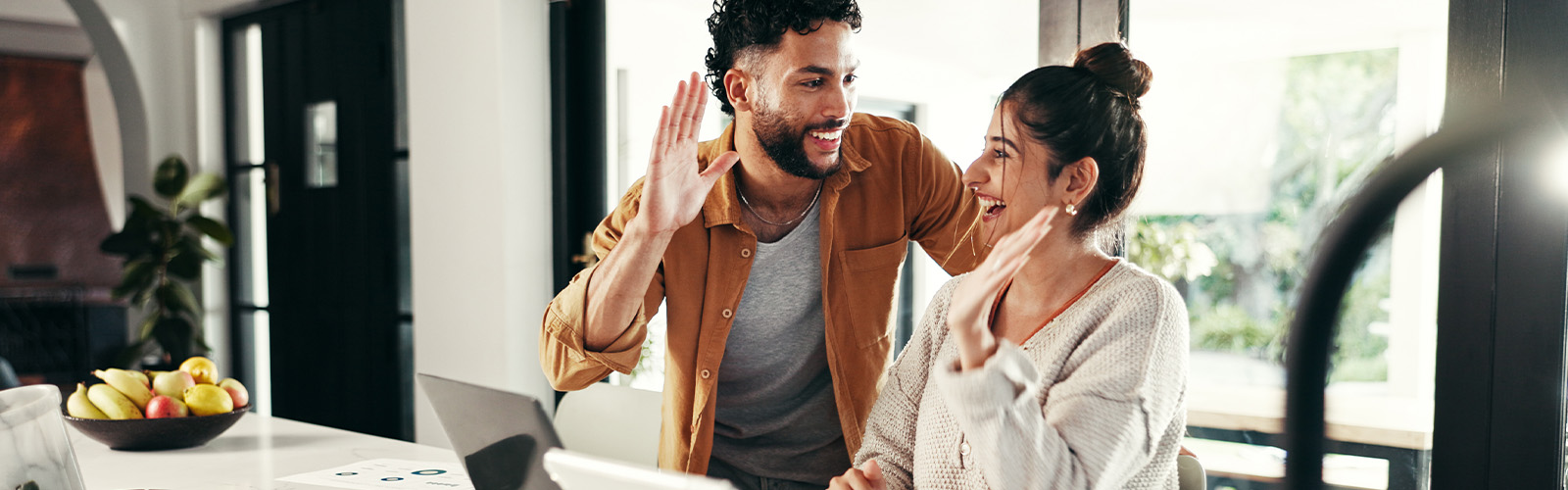 A couple celebrating a big decision