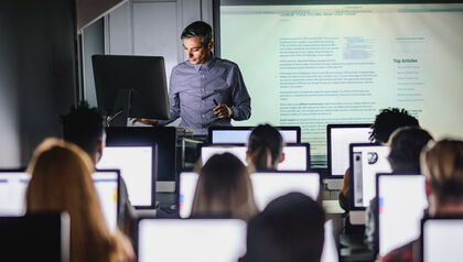 College professor and students in lecture