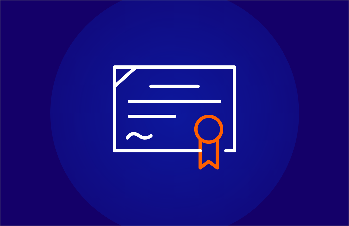 Icon of a certificate with a ribbon, symbolizing achievement or certification