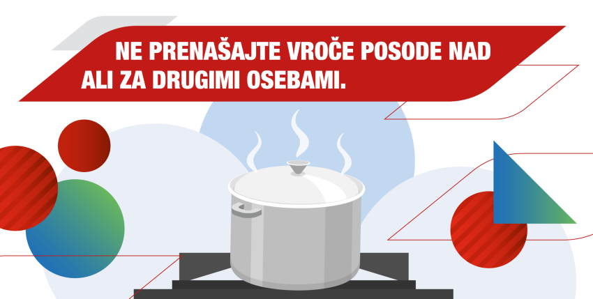 Infografika: Ne prenašajte vroče posode nad ali za drugimi osebami