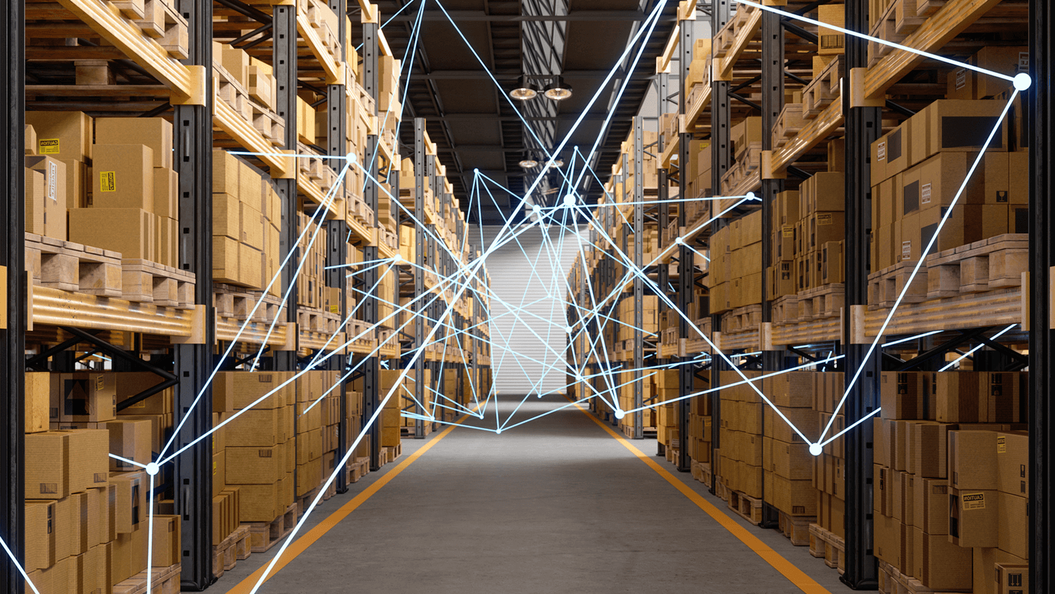 Image of a aisle in a warehouse.