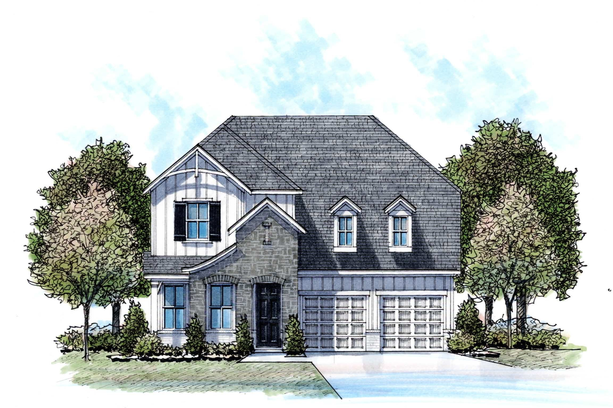 watercolor rendering of single-family home