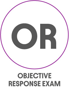 Roundel with text 'OR objective response exam'