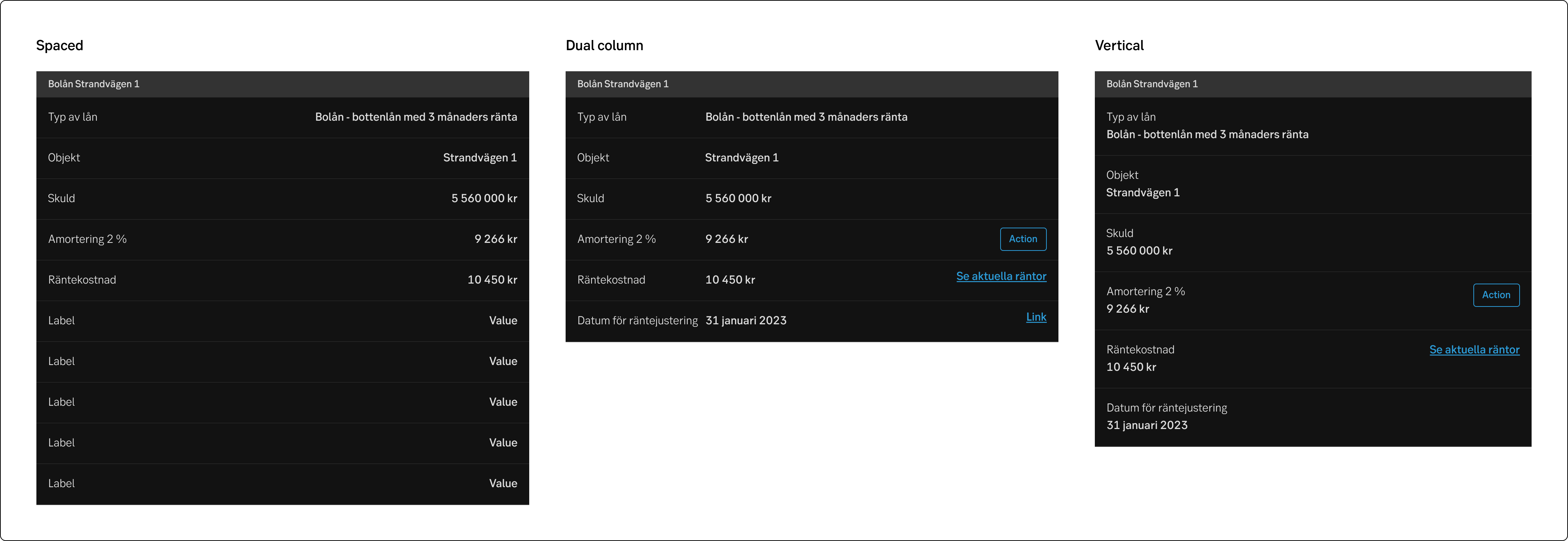List versions in dark mode