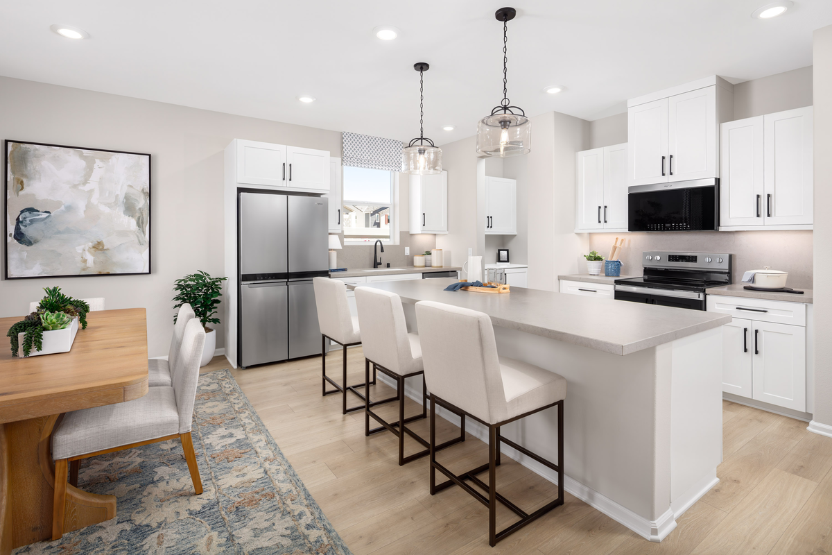 kitchen and dining room with dining set