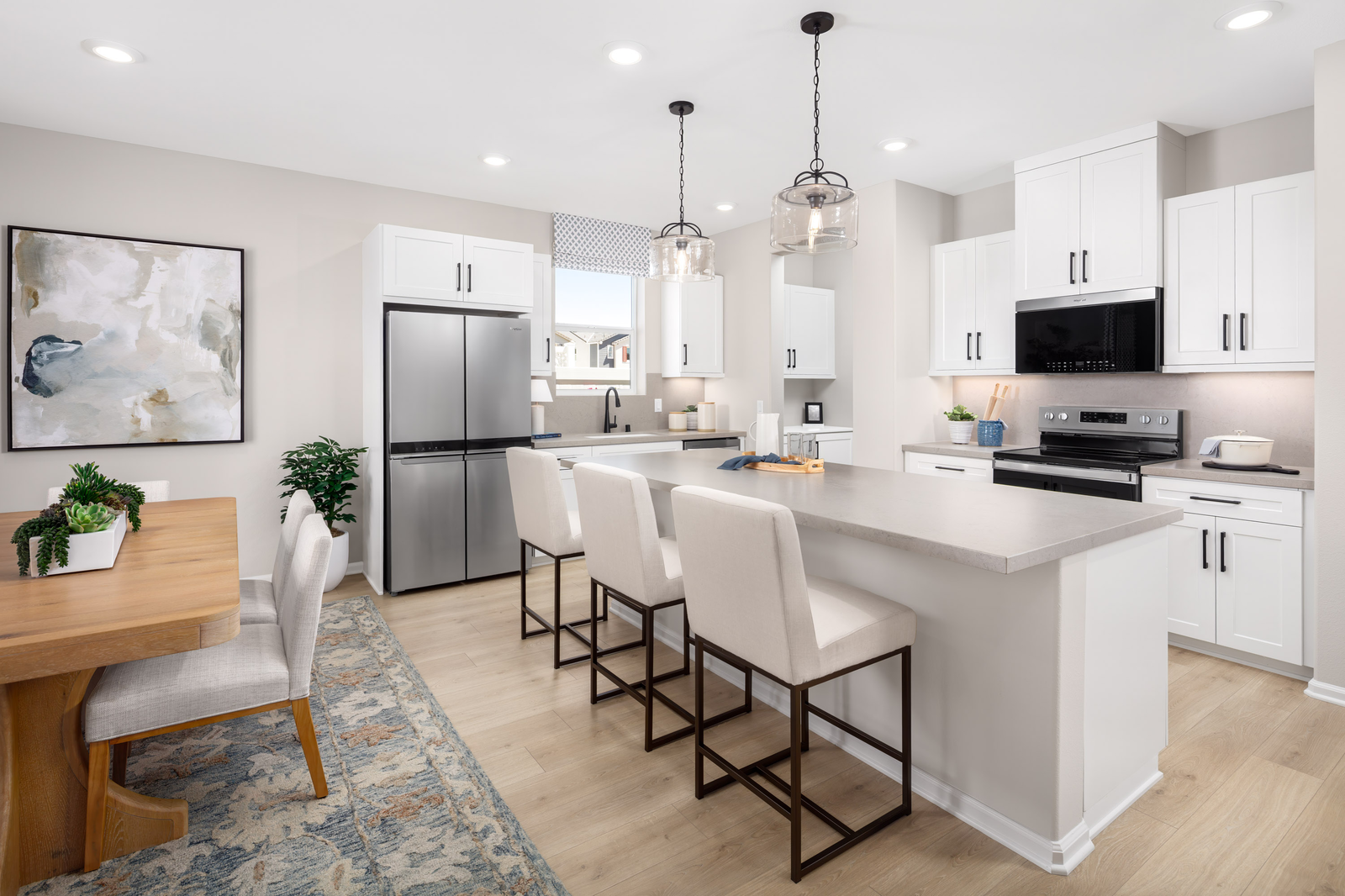 kitchen and dining room with dining set