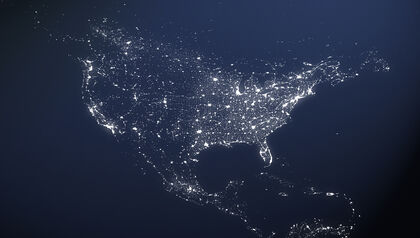 Satellite image of U.S. at night 