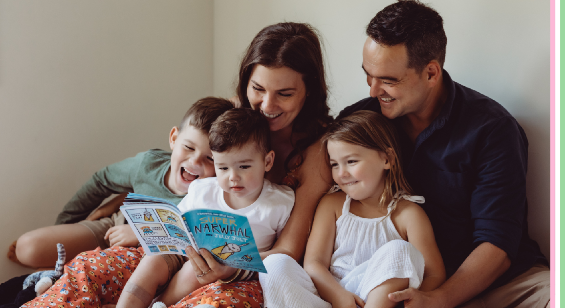 Bunting family reading with children