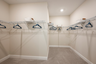 oversized closet with carpet throughout.