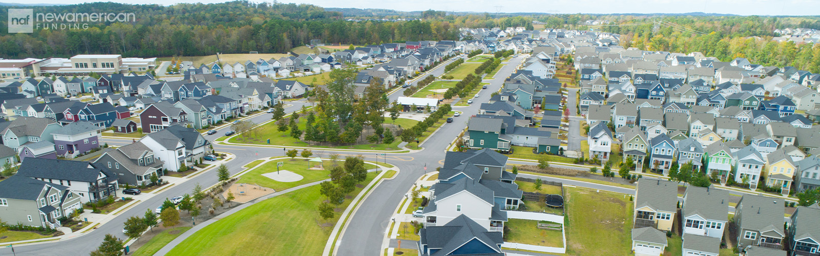 Aerial view of North Carolina neighborhood