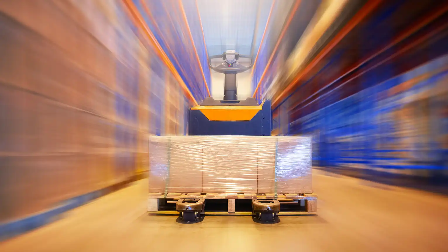Abstract image of boxes in a warehouse.