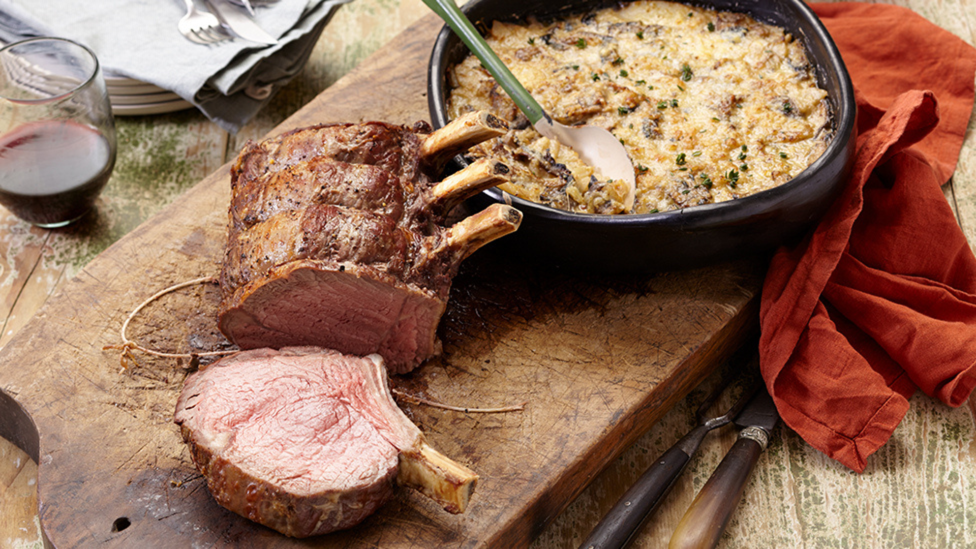 Slow-Roasted Beef Rib with Potato and Mushroom Bake