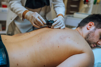 Patient being tested for skin cancer