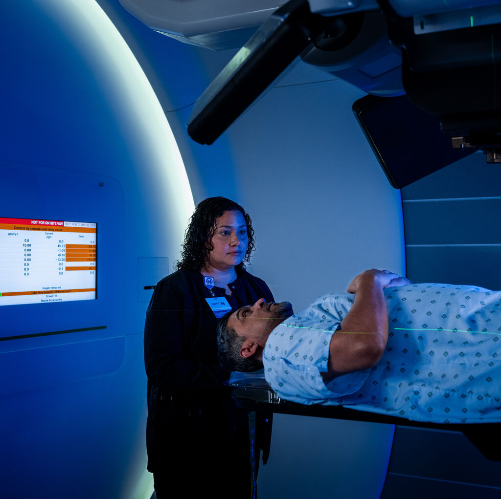 patient in proton therapy machine