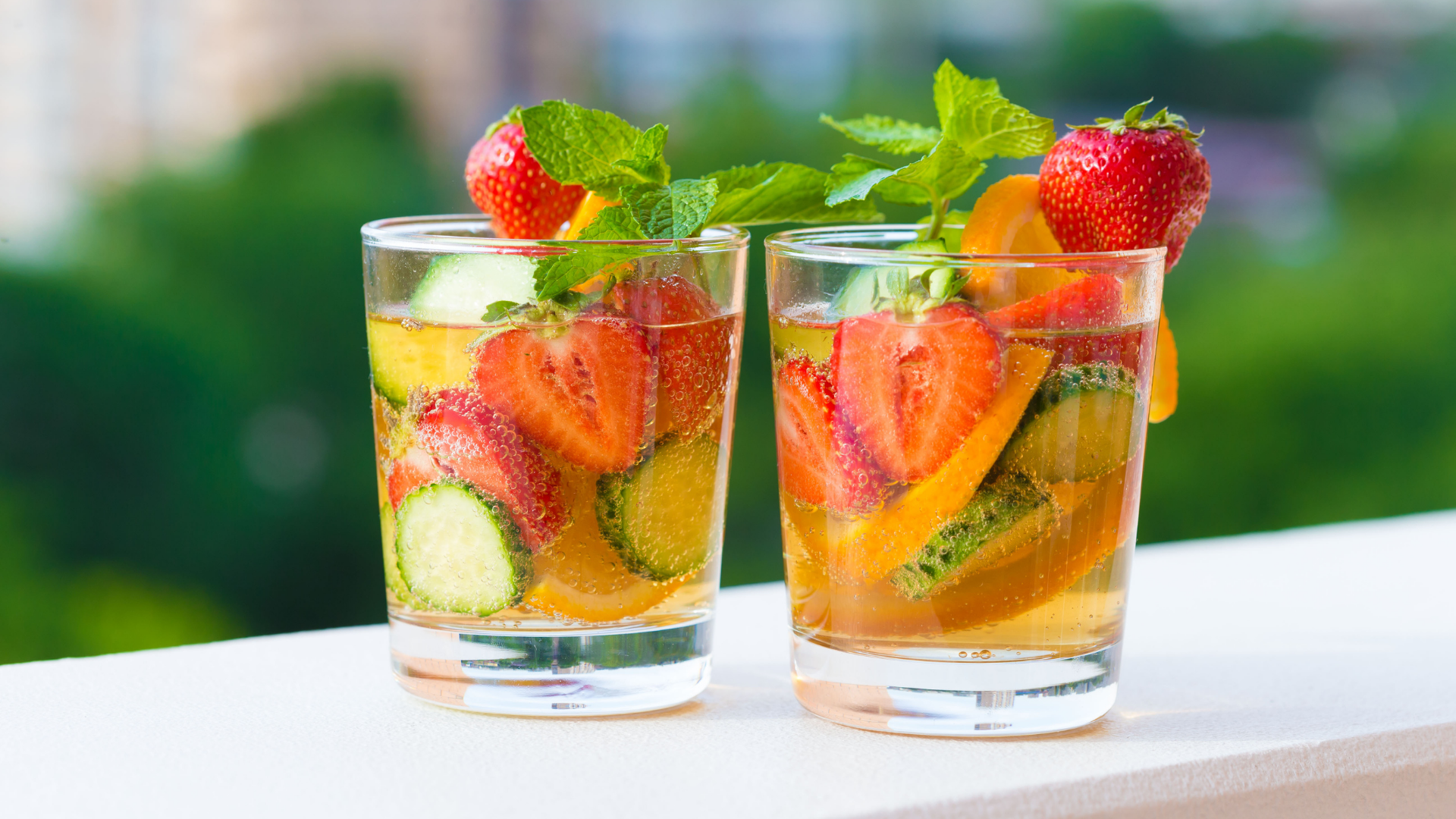 Pimm's Cup Punch served in short glass.