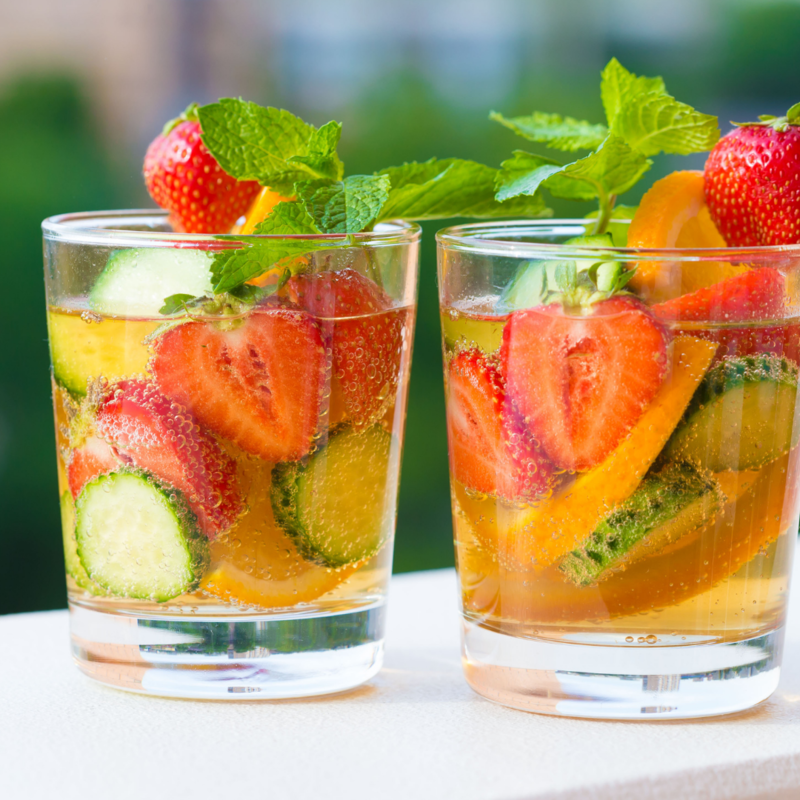 Pimm's Cup Punch served in short glass.