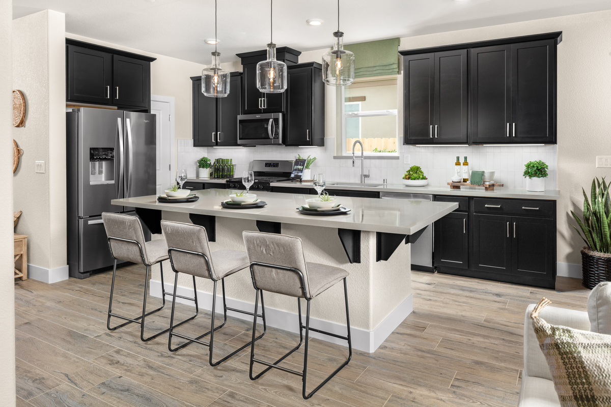 kitchen with espresso cabinets and center island