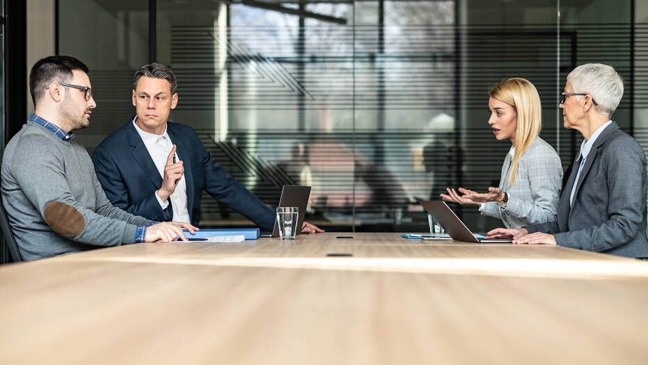 Professionals meeting in an office conference room